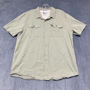 Sierra Designs Hiking Shirt Men XL Khaki Cotton Stretch Button Up Nature Tourism